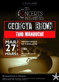 Concert intimiste : Trio Manouche Georgia Brown. Le mardi 27 mars 2018 à cavalaire sur mer. Var.  19H00